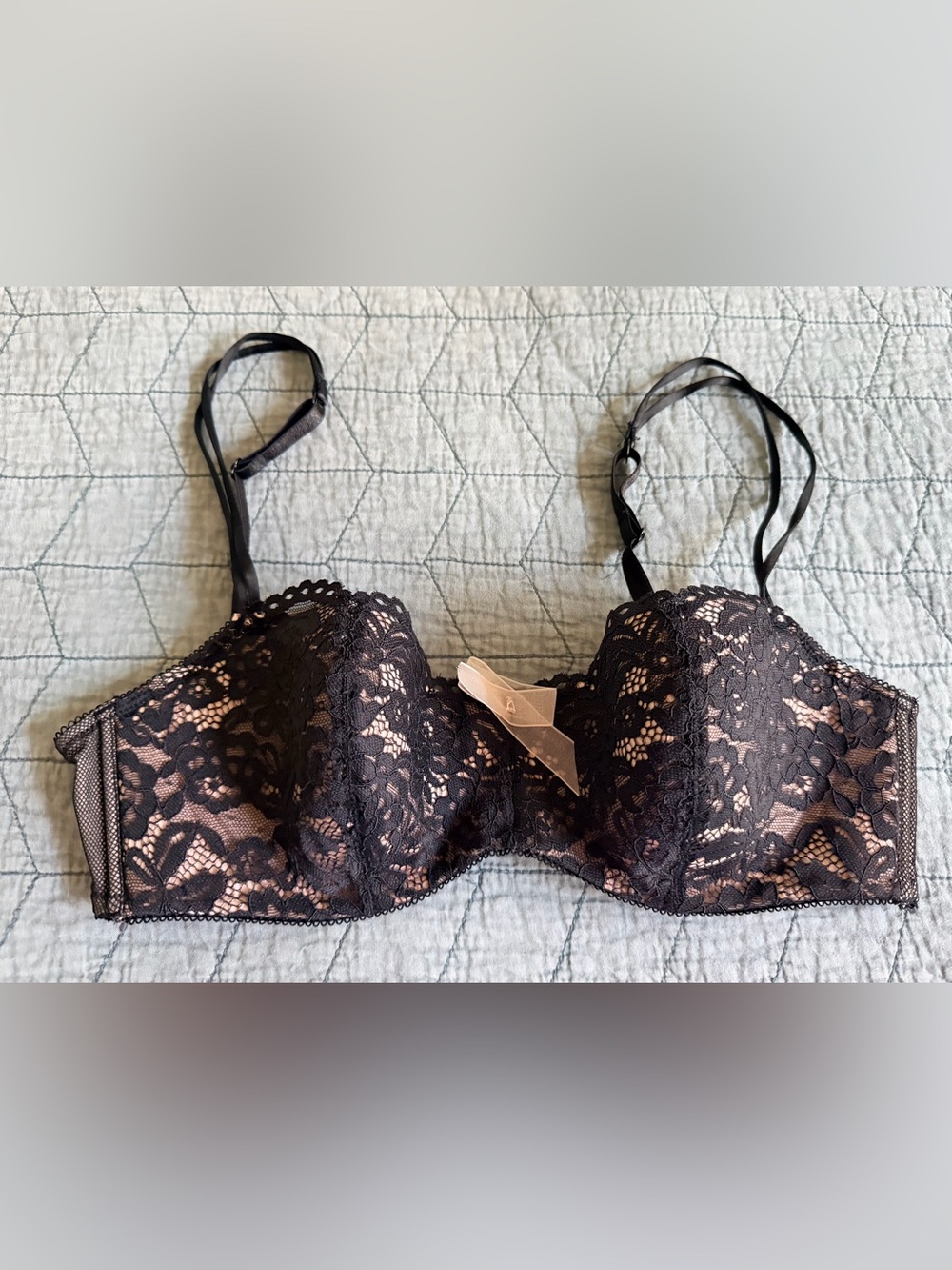 B Tempt’d Lace Underwire Balconette Bra with Nude Lining - Black 36C